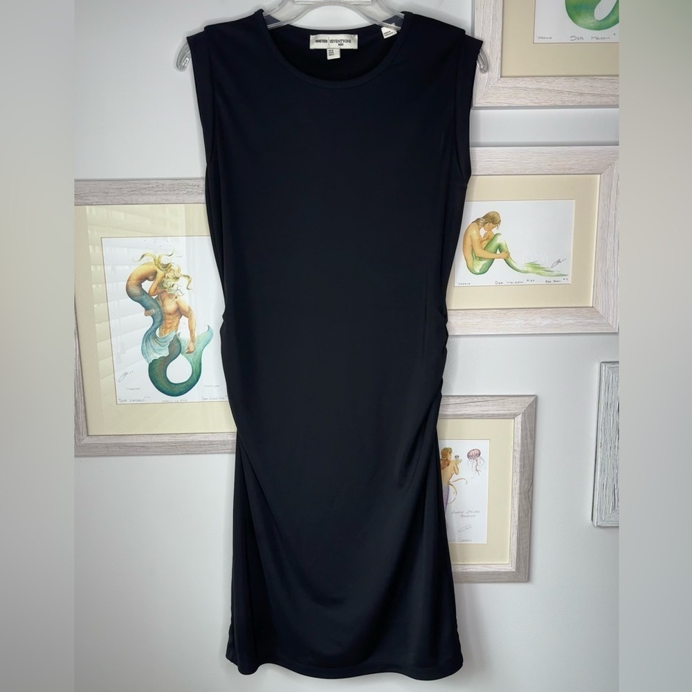 1971 Reiss Black Ruched Sleeveless Knee Length Dress Women’s 8